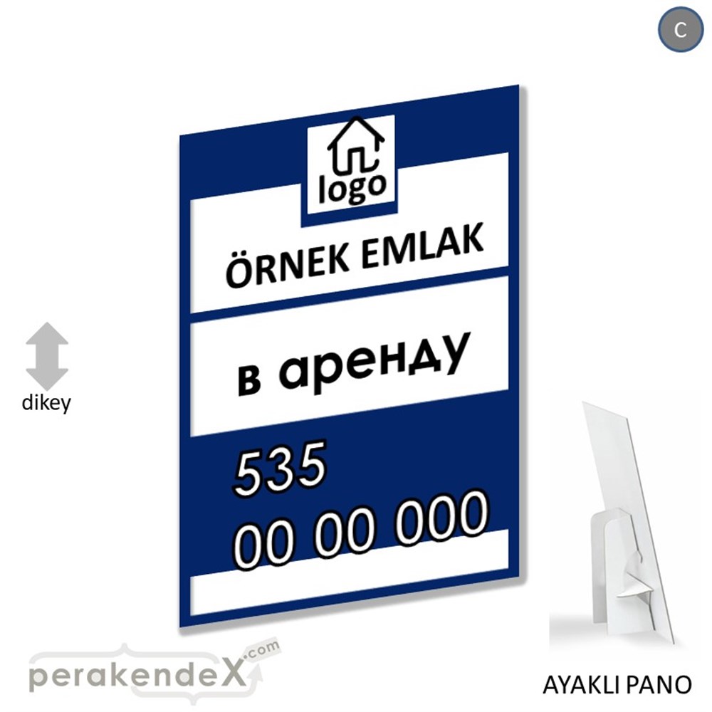 Rusça Kiralık Yazısı 001 KARTON AYAKLI POSTER,  PANO -dikdörtgen,tek yön baskıkarton ayaklı poster,  pano