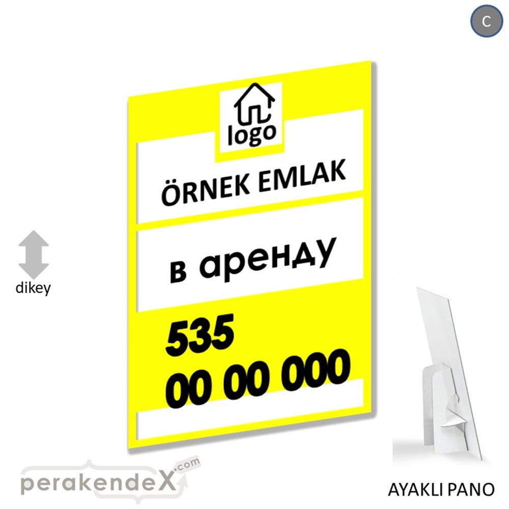 Rusça Kiralık Yazısı 001 KARTON AYAKLI POSTER,  PANO -dikdörtgen,tek yön baskıkarton ayaklı poster,  pano