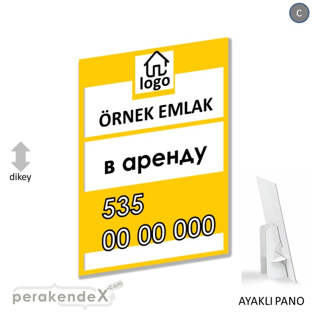 Rusça Kiralık Yazısı 001 KARTON AYAKLI POSTER,  PANO -dikdörtgen,tek yön baskıkarton ayaklı poster,  pano
