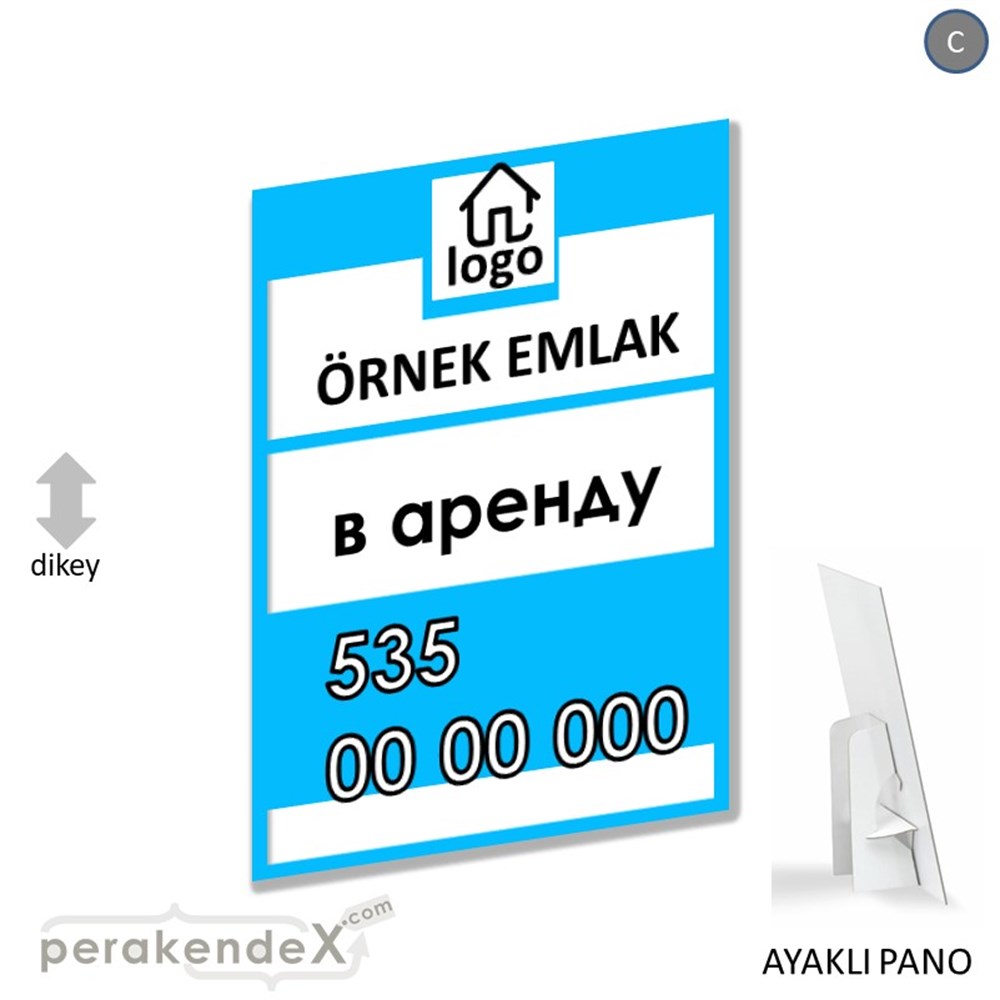 Rusça Kiralık Yazısı 001 KARTON AYAKLI POSTER,  PANO -dikdörtgen,tek yön baskıkarton ayaklı poster,  pano