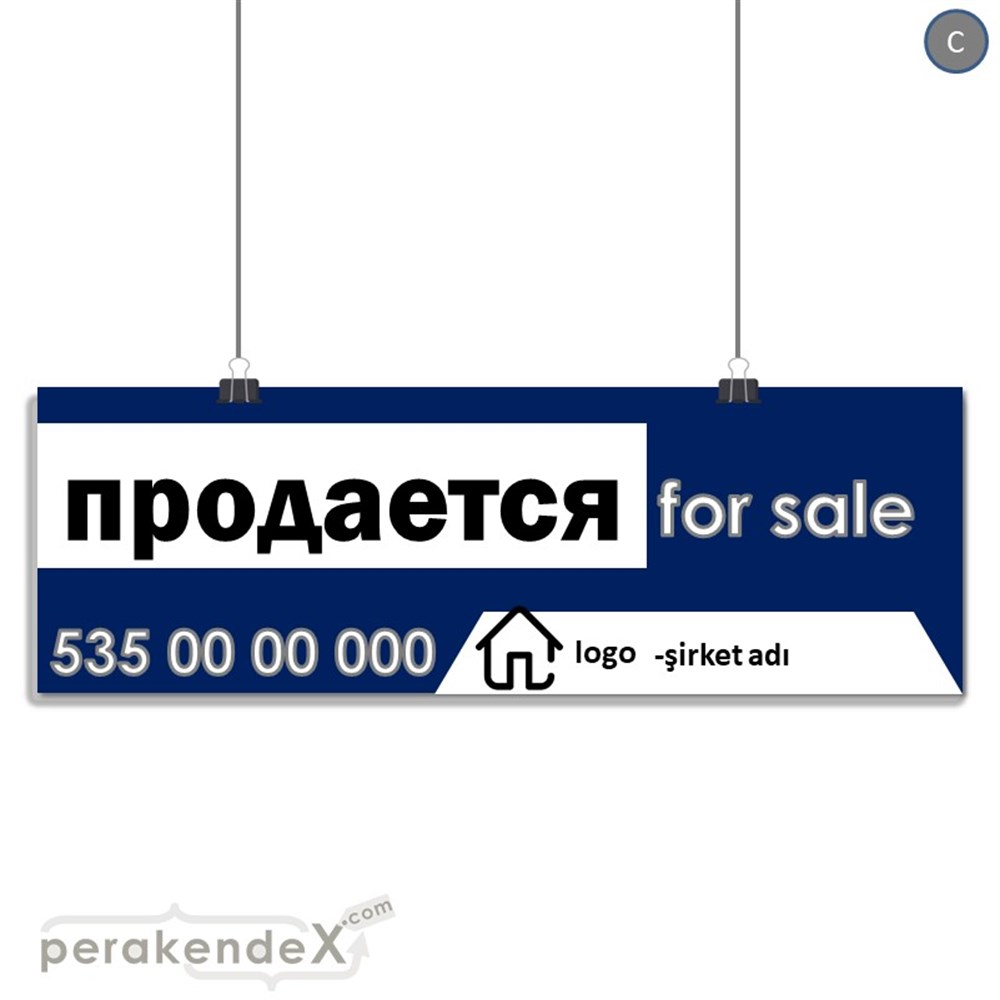 Rusça Satılık Yazısı 003 SERT PLASTİK POSTER,  AFİŞ (BANNER) -dikdörtgen,tek yön baskısert plastik poster,  afiş