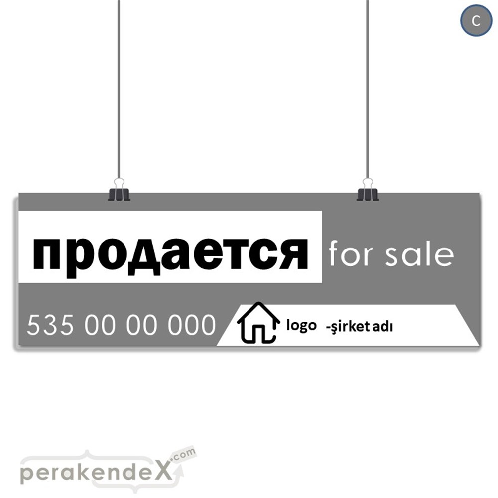 Rusça Satılık Yazısı 003 SERT PLASTİK POSTER,  AFİŞ (BANNER) -dikdörtgen,tek yön baskısert plastik poster,  afiş