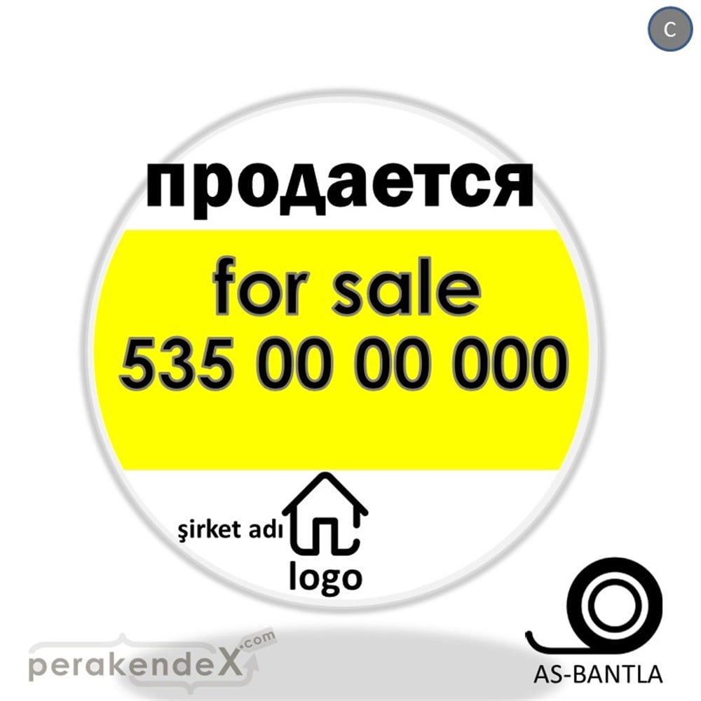 Rusça Satılık Yazısı 003 SERT PLASTİK POSTER,  AFİŞ -oval,tek yön baskısert plastik poster,  afiş