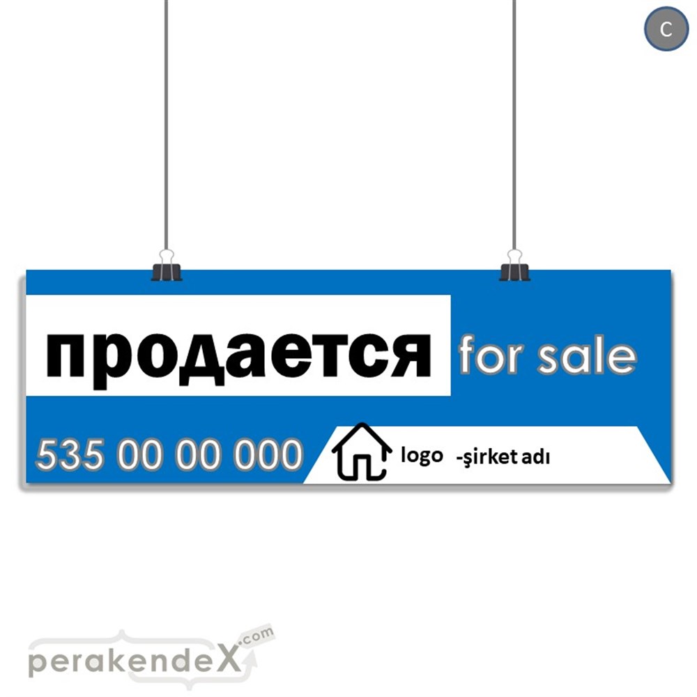 Rusça Satılık Yazısı 003 SERT PLASTİK POSTER,  AFİŞ (BANNER) -dikdörtgen,tek yön baskısert plastik poster,  afiş