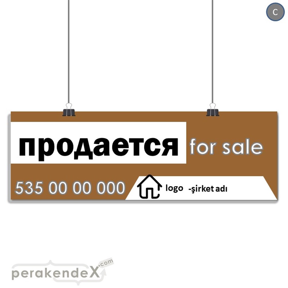 Rusça Satılık Yazısı 003 SERT PLASTİK POSTER,  AFİŞ (BANNER) -dikdörtgen,tek yön baskısert plastik poster,  afiş