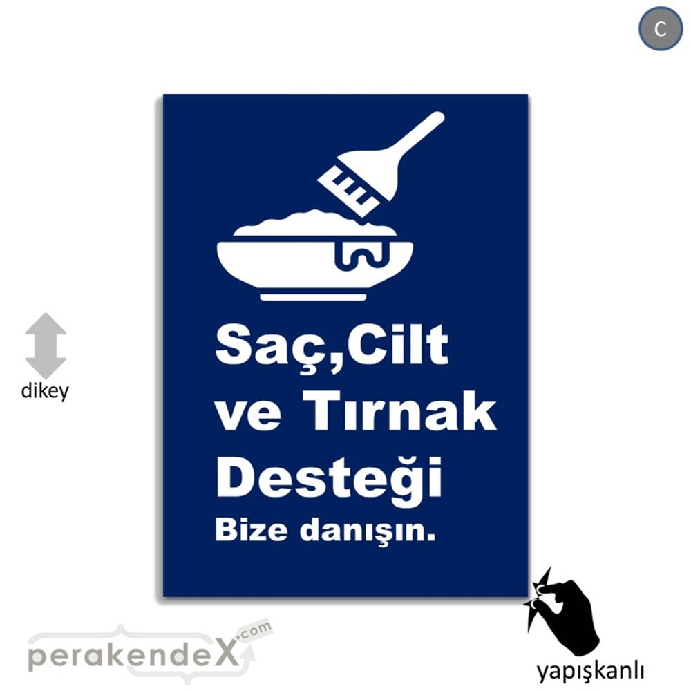 Saç,Cilt Ve Tırnak Desteği VİTRİN - CAM FOLYO,  VİNİL -dikdörtgen,tek yön baskıvitrin - cam folyo,  vinil