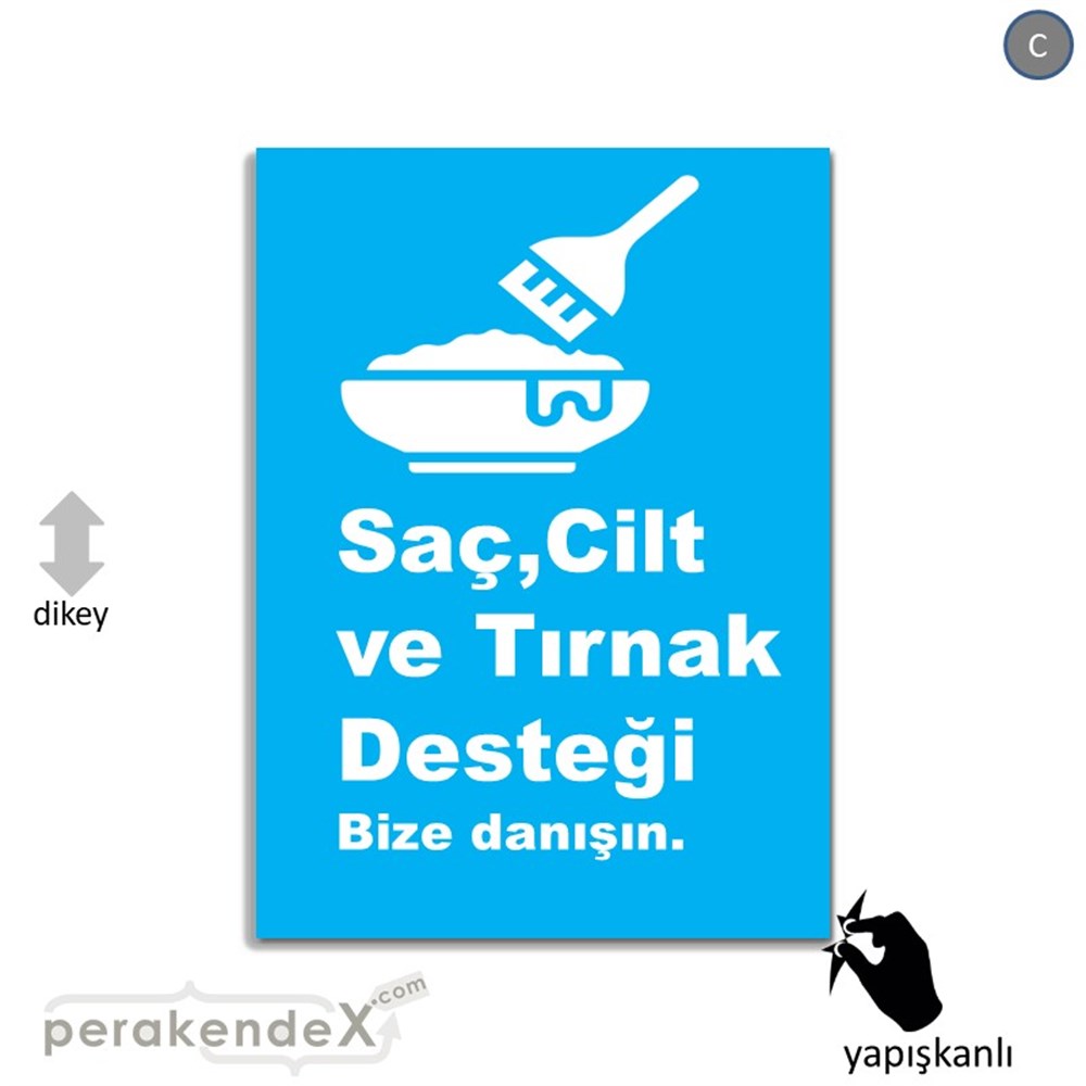 Saç,Cilt Ve Tırnak Desteği VİTRİN - CAM FOLYO,  VİNİL -dikdörtgen,tek yön baskıvitrin - cam folyo,  vinil
