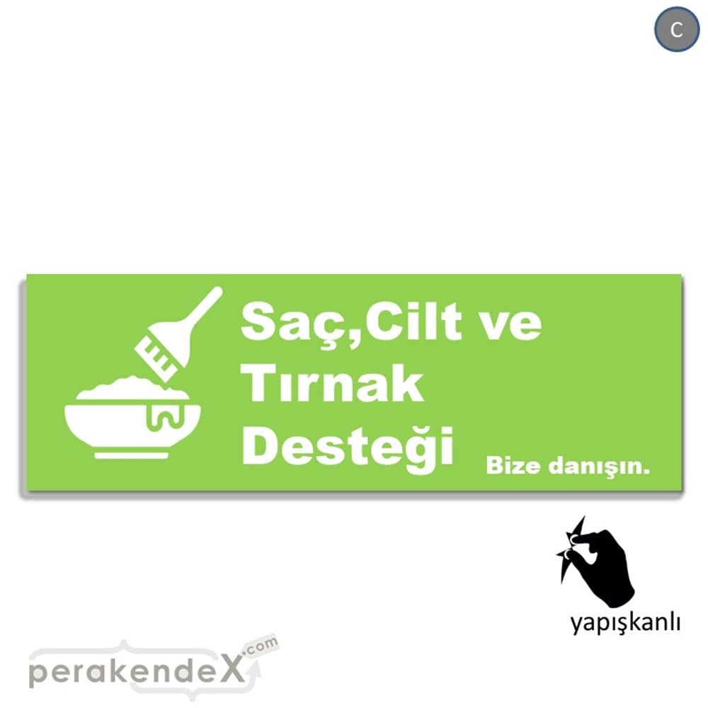 Saç,Cilt Ve Tırnak Desteği VİTRİN, CAM FOLYO,  VİNİL (BANNER) -dikdörtgen,tek yön baskıvitrin - cam folyo,  vinil