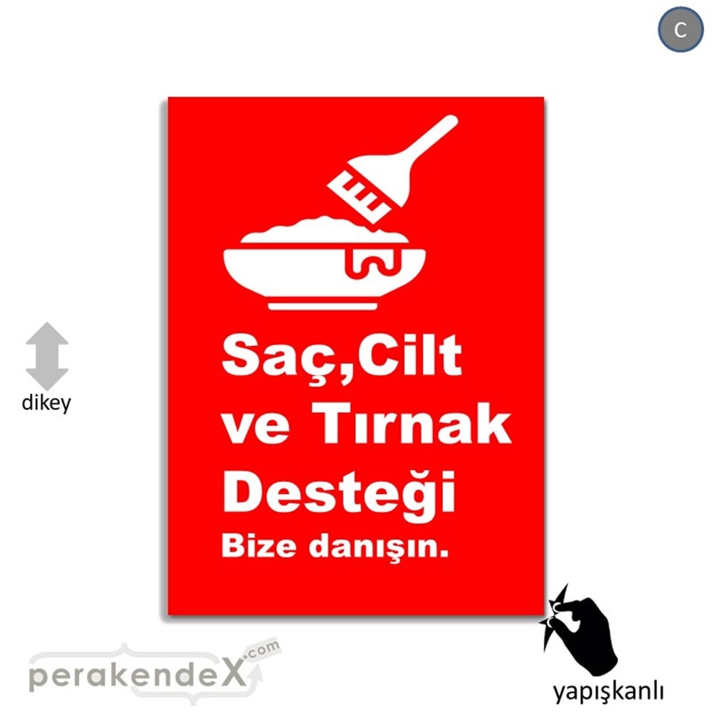 Saç,Cilt Ve Tırnak Desteği VİTRİN - CAM FOLYO,  VİNİL -dikdörtgen,tek yön baskıvitrin - cam folyo,  vinil
