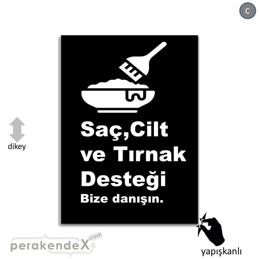 Saç,Cilt Ve Tırnak Desteği VİTRİN - CAM FOLYO,  VİNİL -dikdörtgen,tek yön baskıvitrin - cam folyo,  vinil