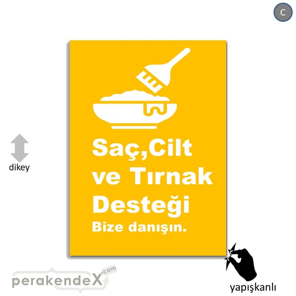 Saç,Cilt Ve Tırnak Desteği VİTRİN - CAM FOLYO,  VİNİL -dikdörtgen,tek yön baskıvitrin - cam folyo,  vinil