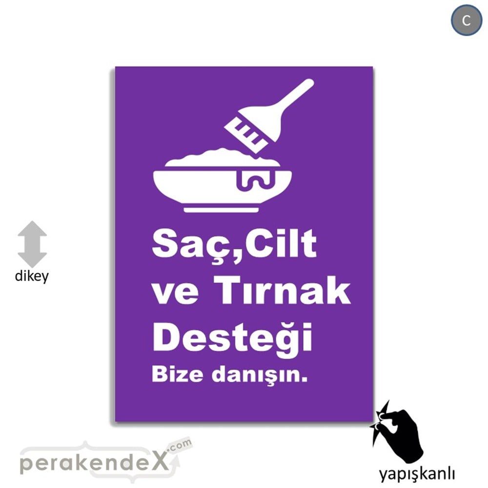 Saç,Cilt Ve Tırnak Desteği VİTRİN - CAM FOLYO,  VİNİL -dikdörtgen,tek yön baskıvitrin - cam folyo,  vinil