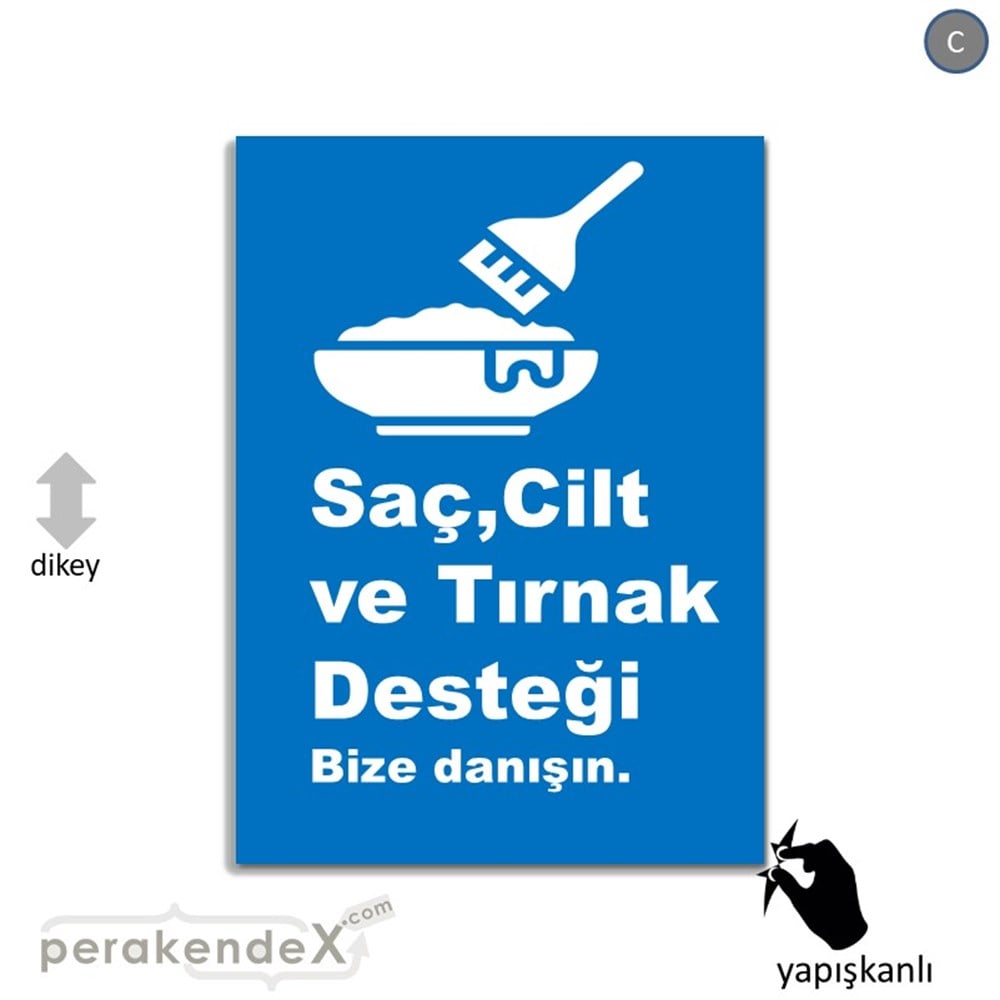Saç,Cilt Ve Tırnak Desteği VİTRİN - CAM FOLYO,  VİNİL -dikdörtgen,tek yön baskıvitrin - cam folyo,  vinil