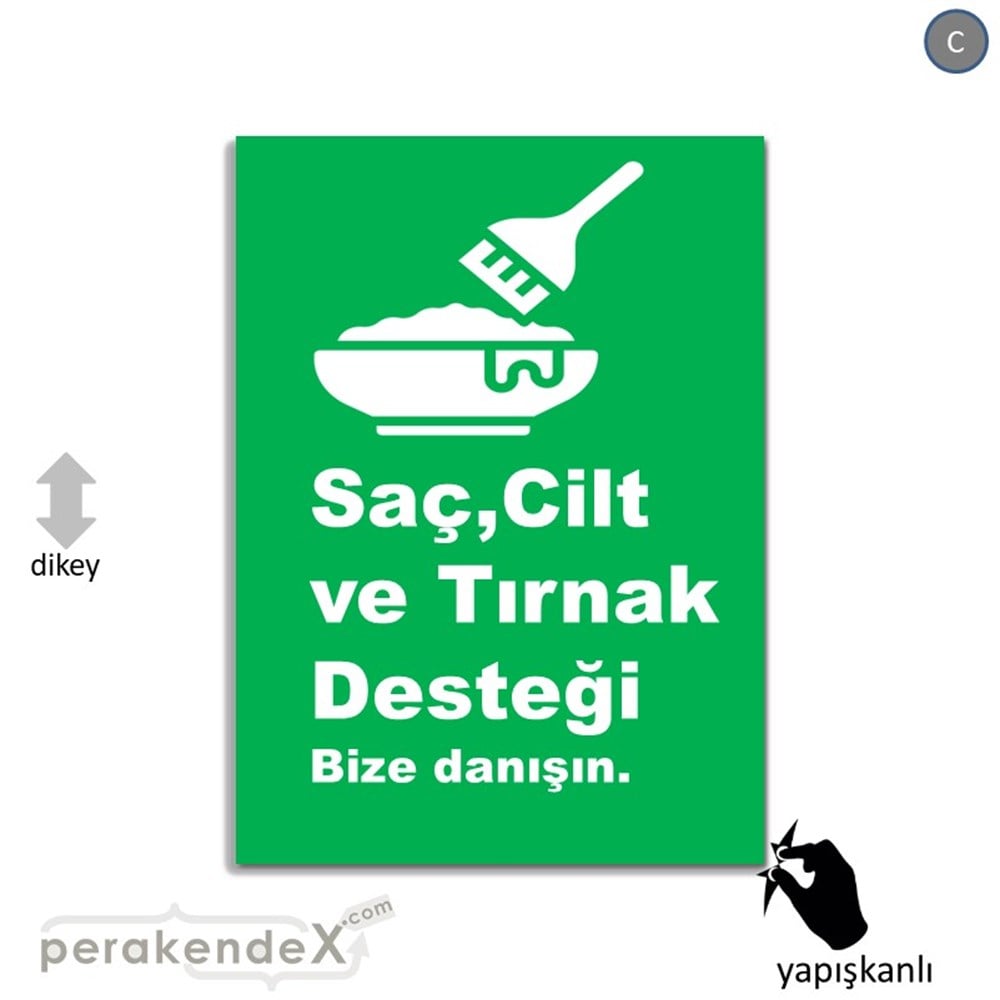 Saç,Cilt Ve Tırnak Desteği VİTRİN - CAM FOLYO,  VİNİL -dikdörtgen,tek yön baskıvitrin - cam folyo,  vinil