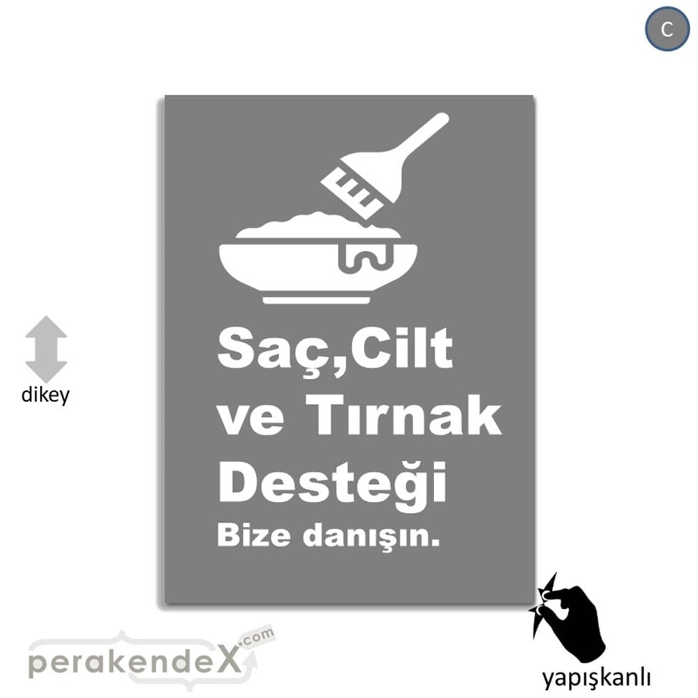 Saç,Cilt Ve Tırnak Desteği VİTRİN - CAM FOLYO,  VİNİL -dikdörtgen,tek yön baskıvitrin - cam folyo,  vinil