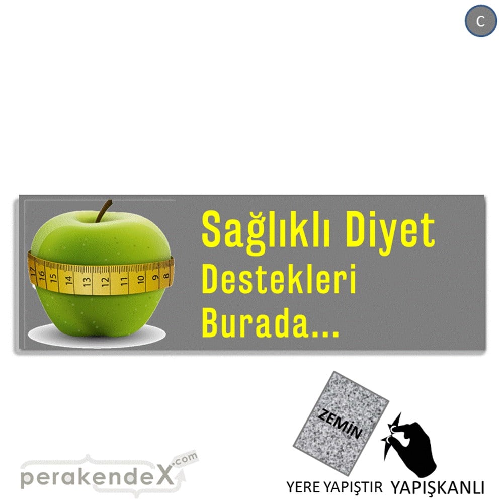 Sağlıklı Diyet Destekleri Burada YER - ZEMİN FOLYO,  VİNİL (BANNER) -dikdörtgen,tek yön baskı