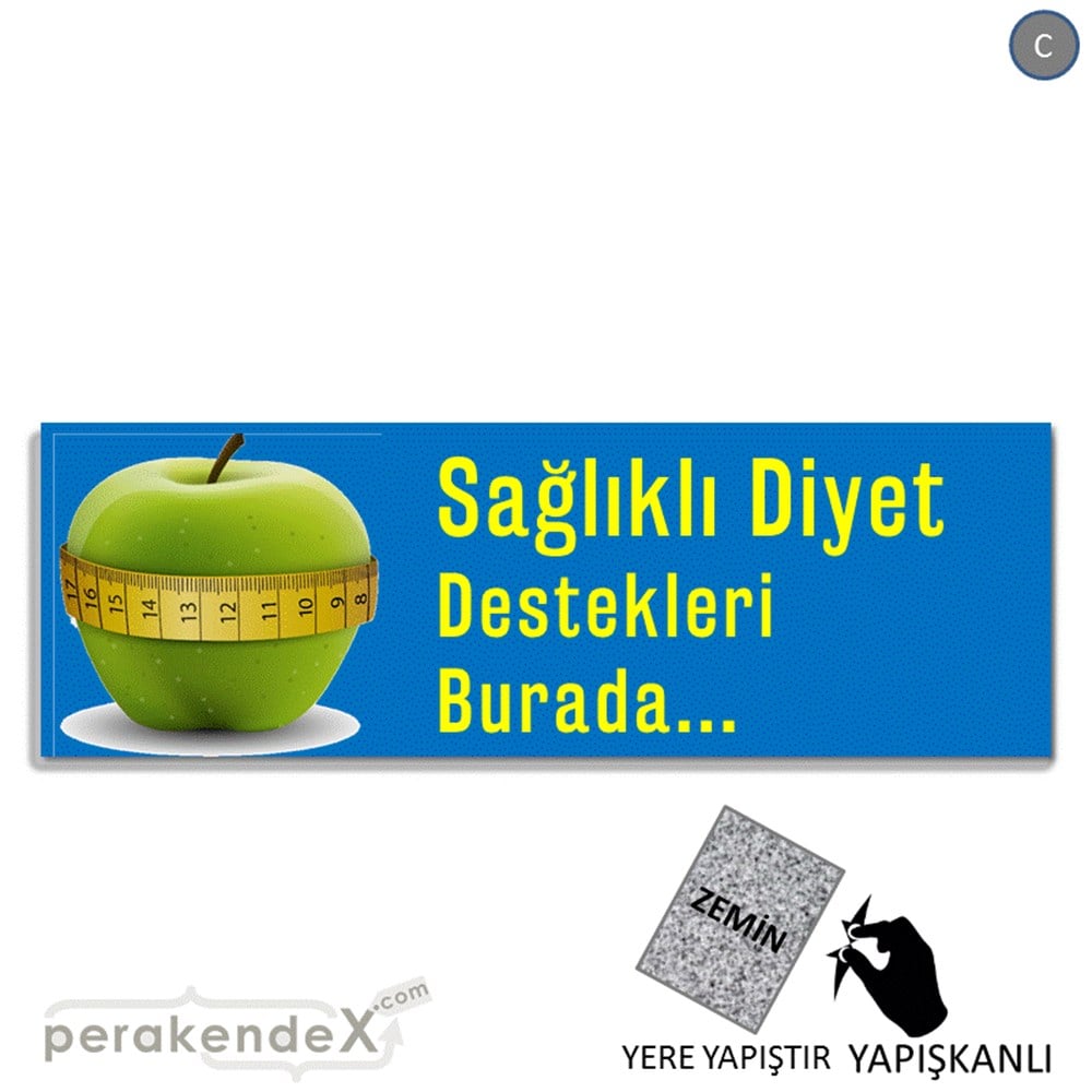 Sağlıklı Diyet Destekleri Burada YER - ZEMİN FOLYO,  VİNİL (BANNER) -dikdörtgen,tek yön baskı