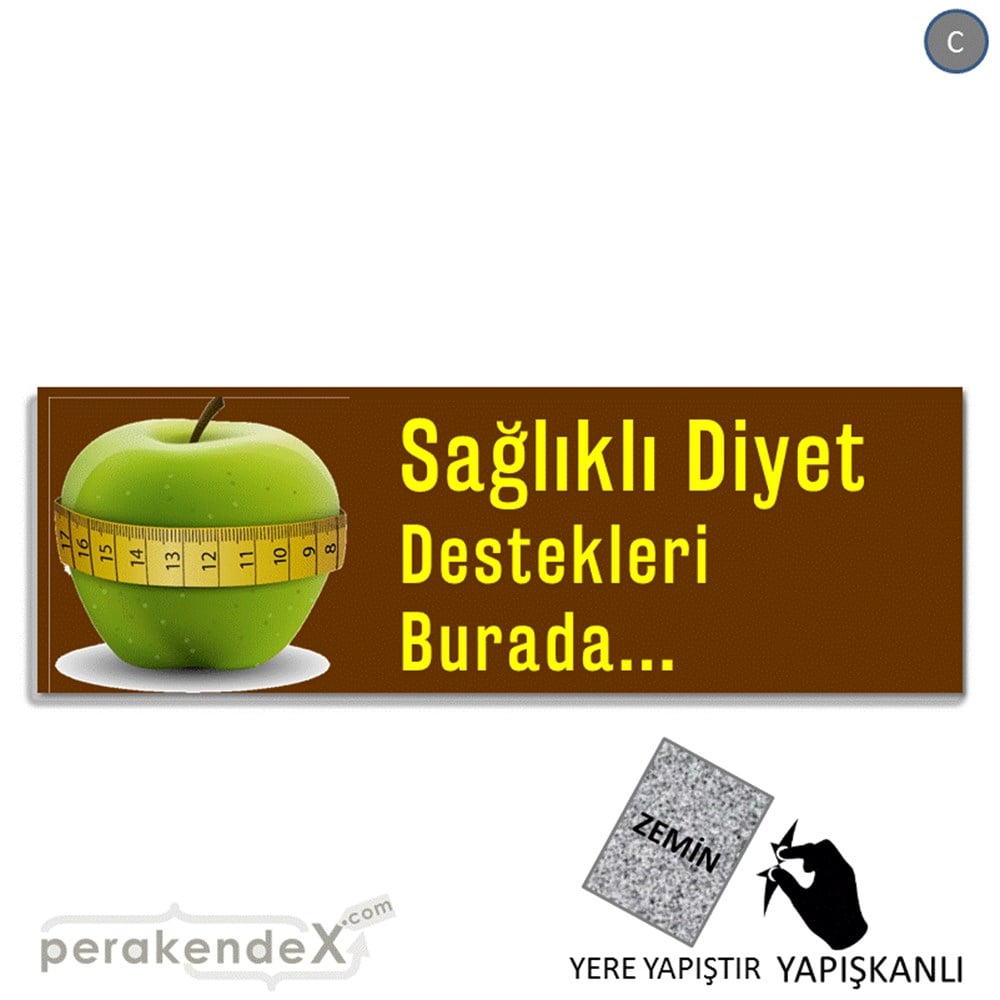 Sağlıklı Diyet Destekleri Burada YER - ZEMİN FOLYO,  VİNİL (BANNER) -dikdörtgen,tek yön baskı