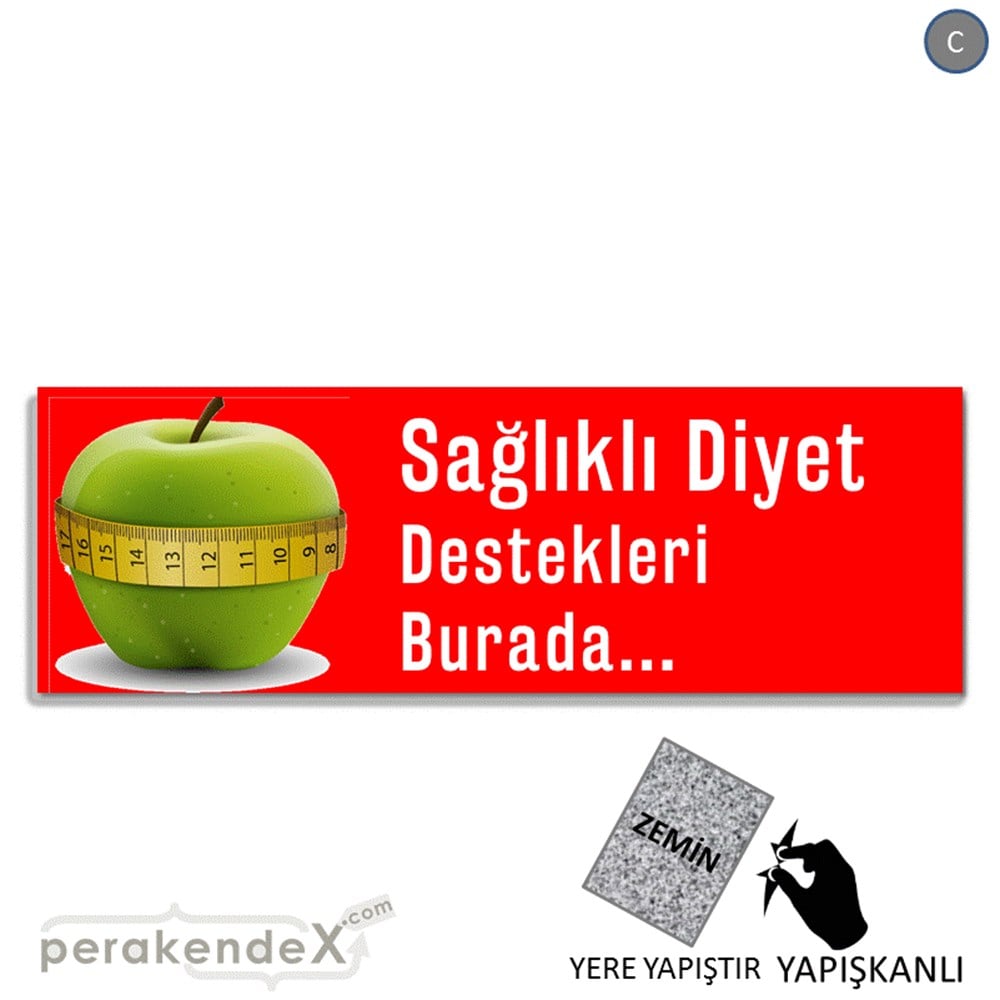Sağlıklı Diyet Destekleri Burada YER - ZEMİN FOLYO,  VİNİL (BANNER) -dikdörtgen,tek yön baskı