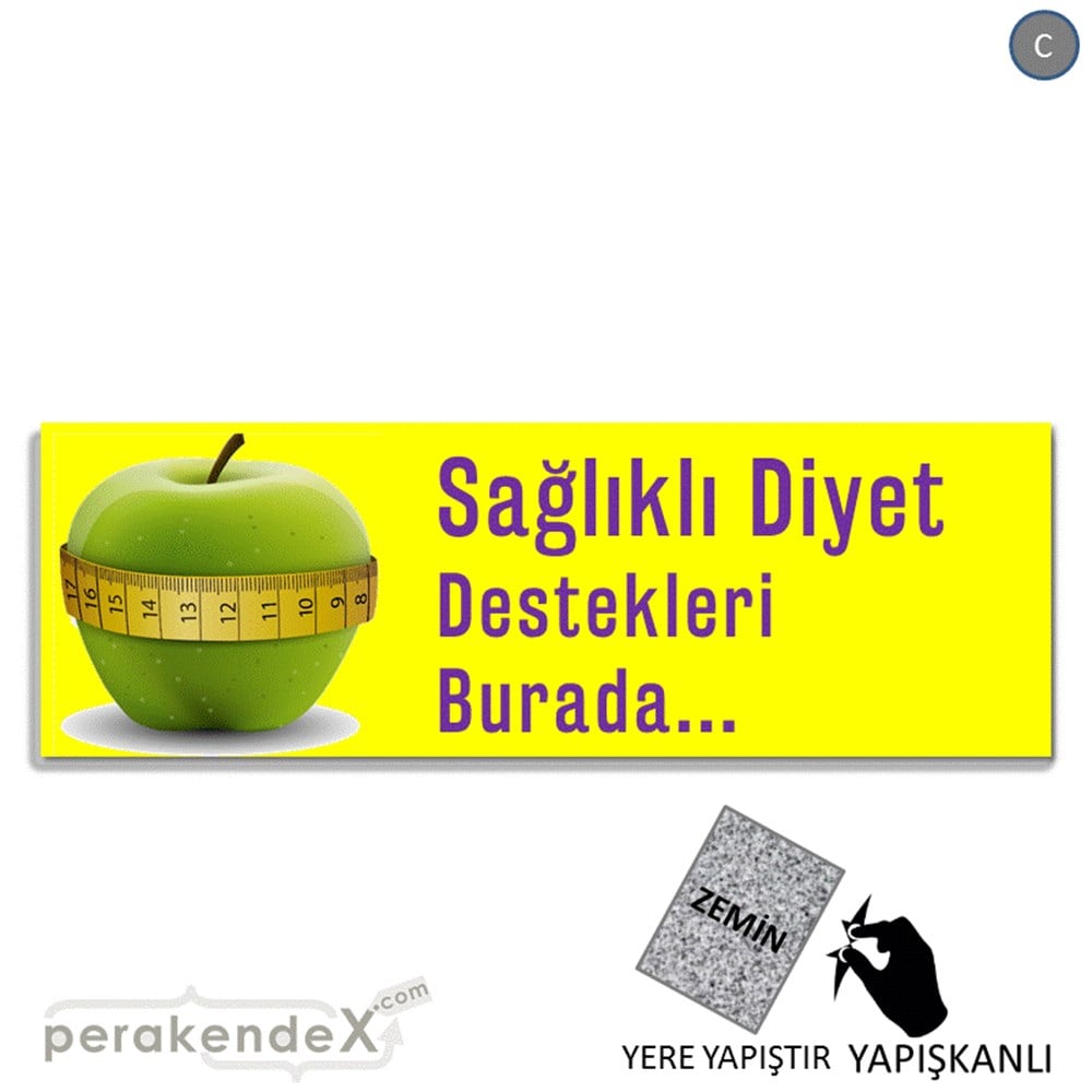 Sağlıklı Diyet Destekleri Burada YER - ZEMİN FOLYO,  VİNİL (BANNER) -dikdörtgen,tek yön baskı