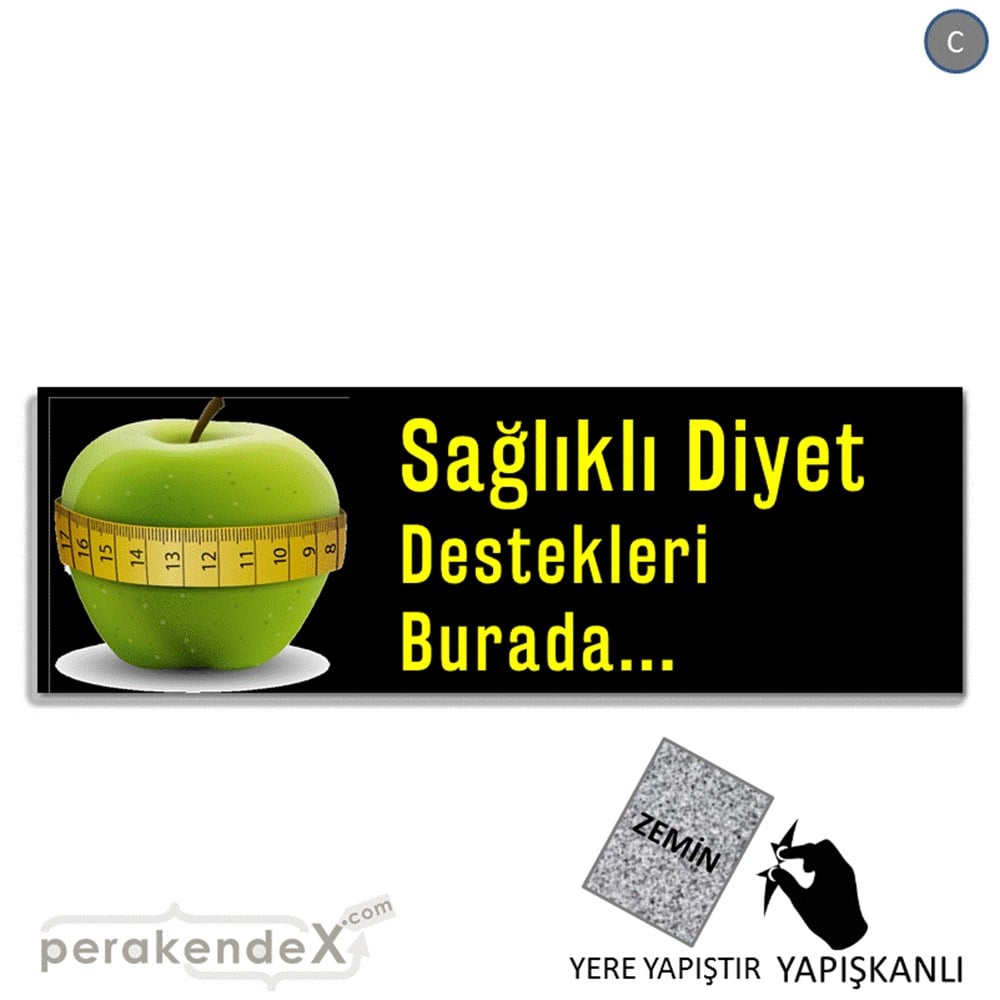 Sağlıklı Diyet Destekleri Burada YER - ZEMİN FOLYO,  VİNİL (BANNER) -dikdörtgen,tek yön baskı