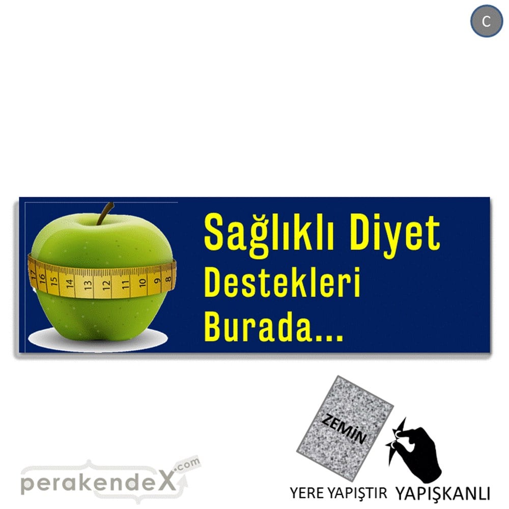 Sağlıklı Diyet Destekleri Burada YER - ZEMİN FOLYO,  VİNİL (BANNER) -dikdörtgen,tek yön baskı