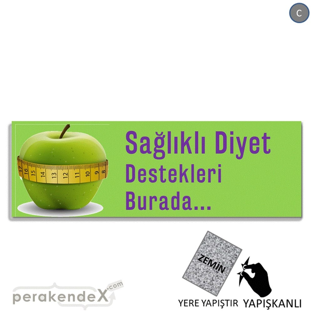 Sağlıklı Diyet Destekleri Burada YER - ZEMİN FOLYO,  VİNİL (BANNER) -dikdörtgen,tek yön baskı
