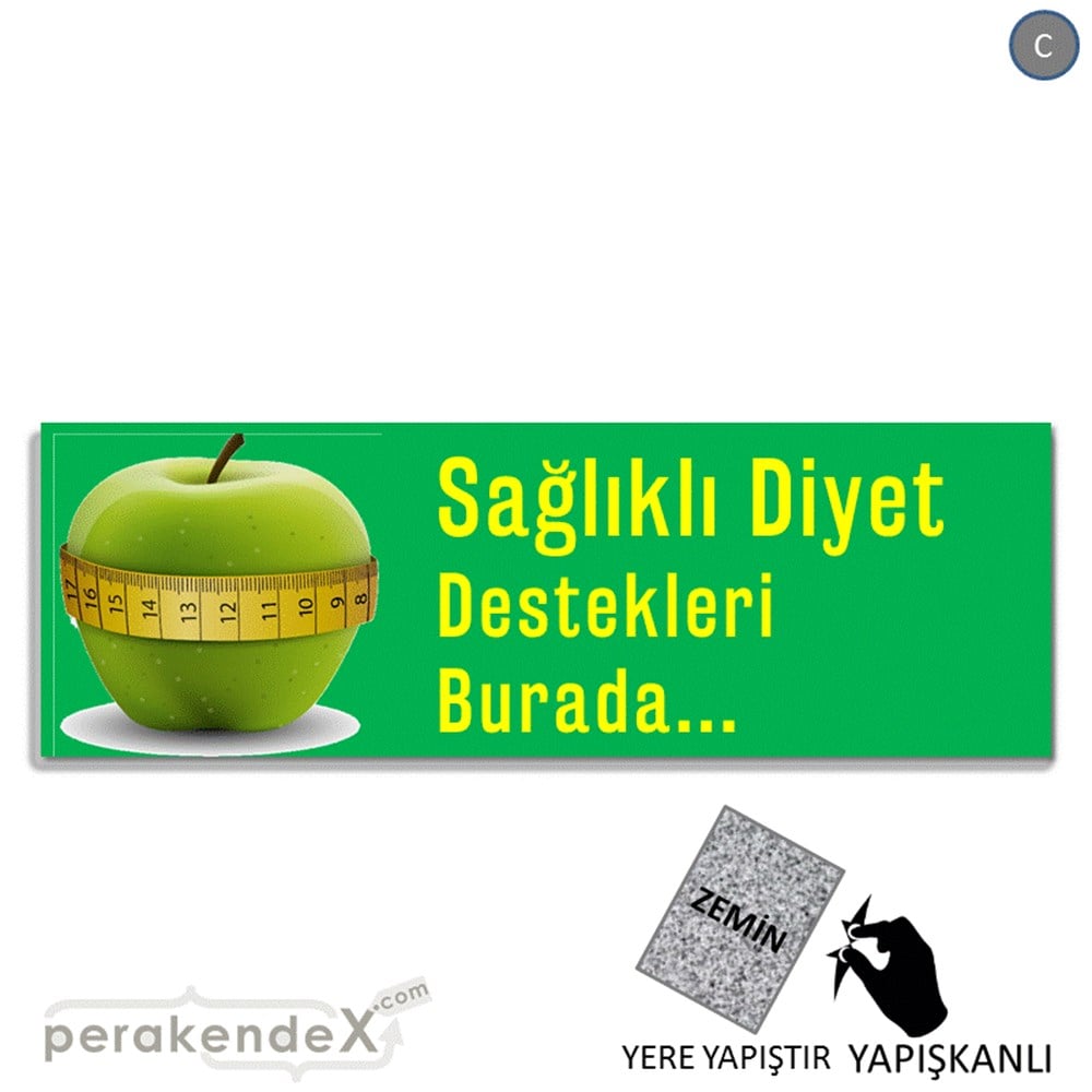 Sağlıklı Diyet Destekleri Burada YER - ZEMİN FOLYO,  VİNİL (BANNER) -dikdörtgen,tek yön baskı