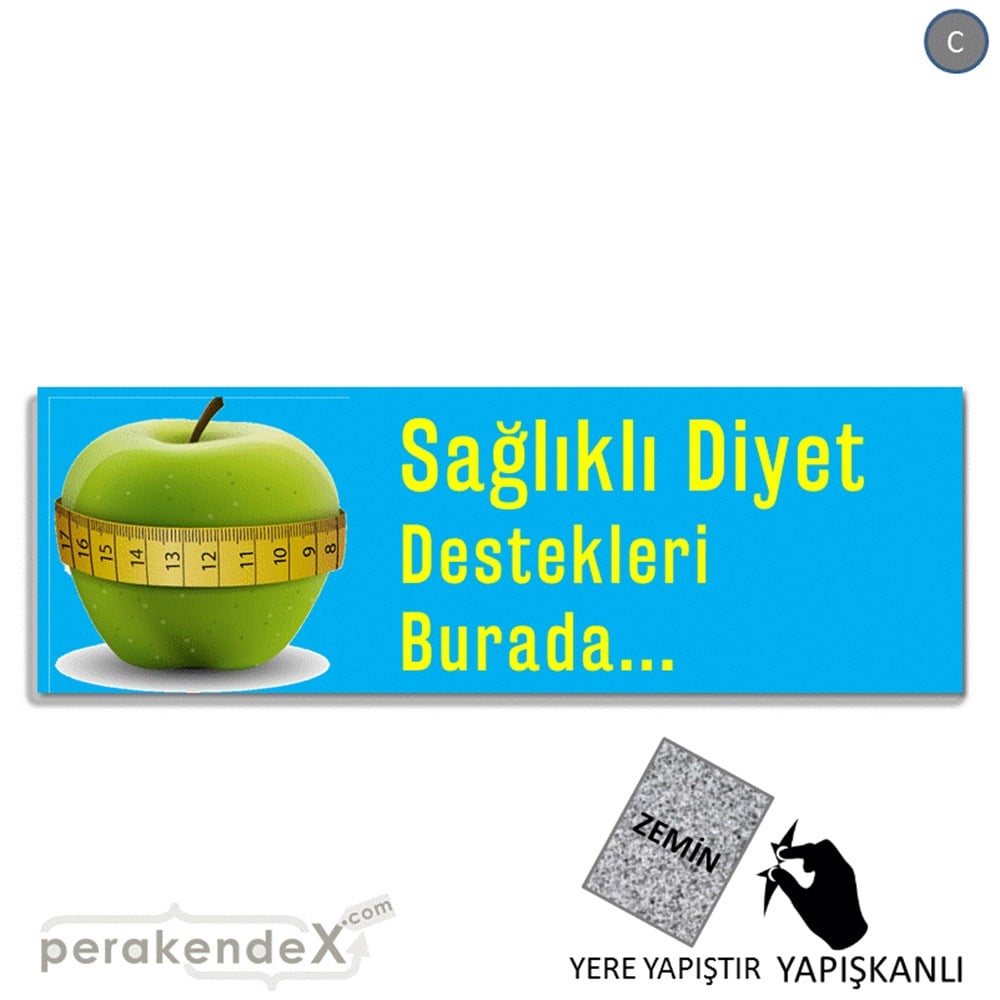 Sağlıklı Diyet Destekleri Burada YER - ZEMİN FOLYO,  VİNİL (BANNER) -dikdörtgen,tek yön baskı