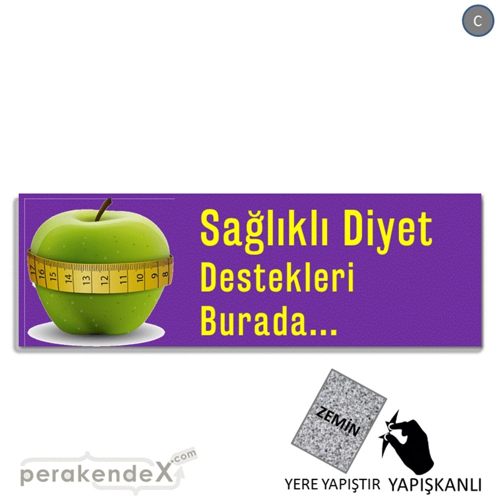 Sağlıklı Diyet Destekleri Burada YER - ZEMİN FOLYO,  VİNİL (BANNER) -dikdörtgen,tek yön baskı