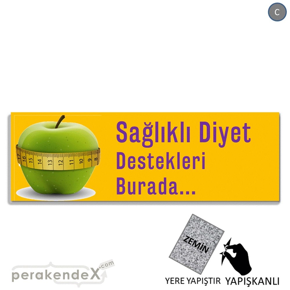 Sağlıklı Diyet Destekleri Burada YER - ZEMİN FOLYO,  VİNİL (BANNER) -dikdörtgen,tek yön baskı