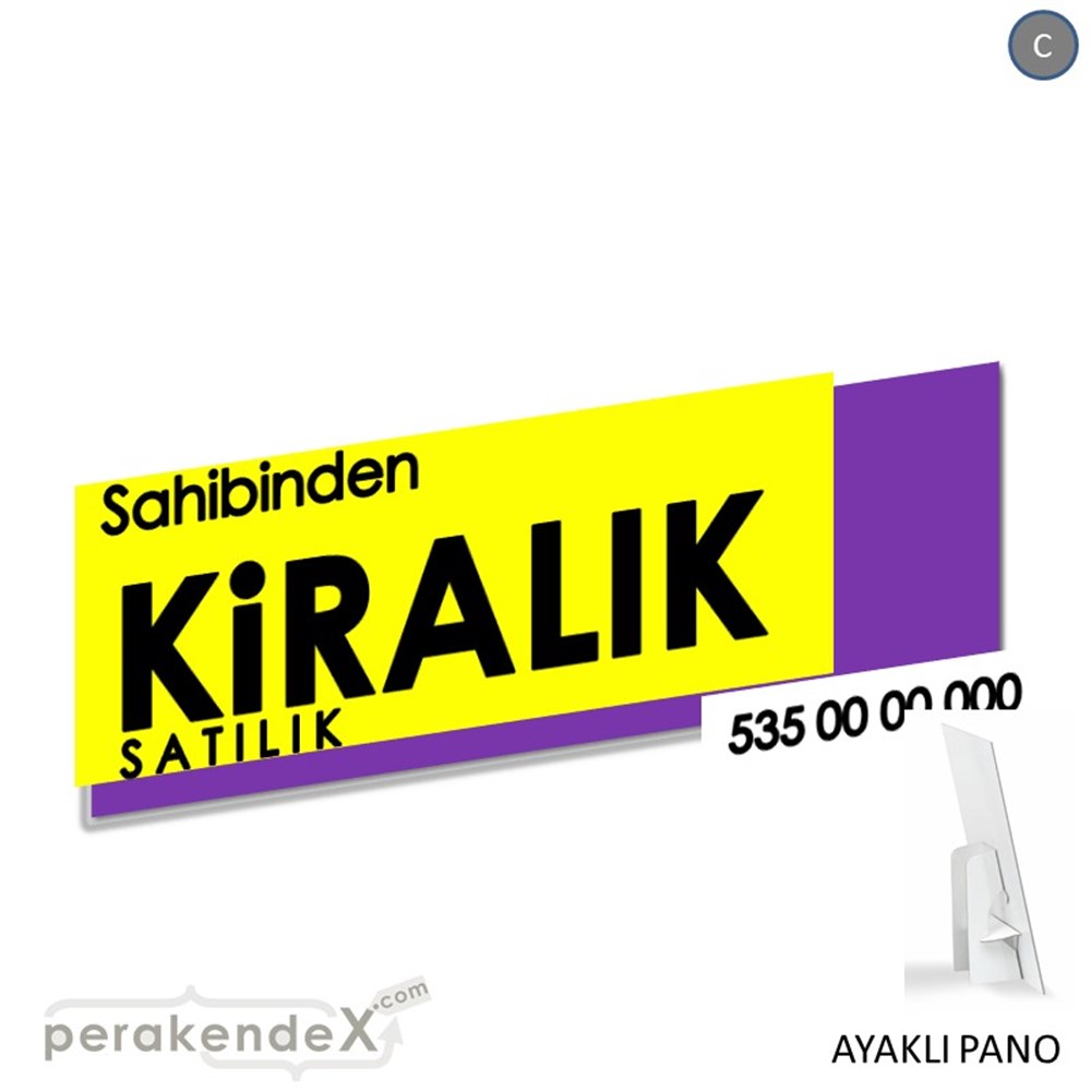 Sahibinden Kiralık & Satılık Yazısı 006 KARTON AYAKLI POSTER,  PANO (BANNER) -dikdörtgen,tek yön baskıkarton ayaklı poster,  pano
