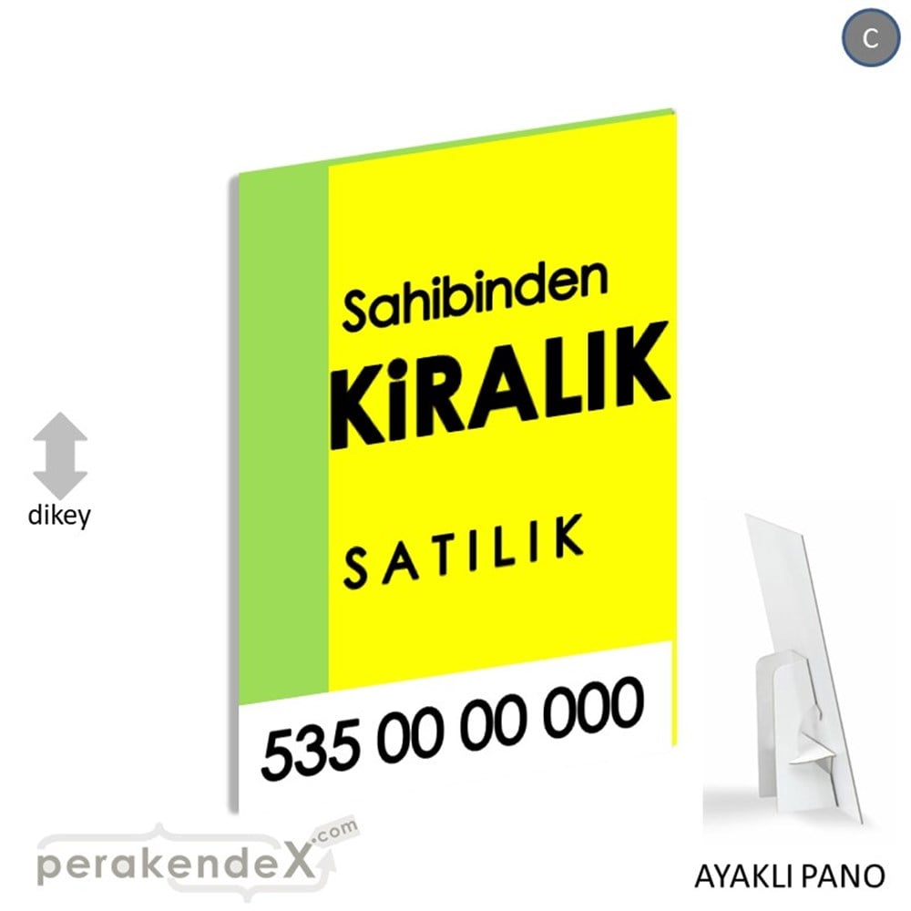 Sahibinden Kiralık & Satılık Yazısı 006 KARTON AYAKLI POSTER,  PANO -dikdörtgen,tek yön baskıkarton ayaklı poster,  pano