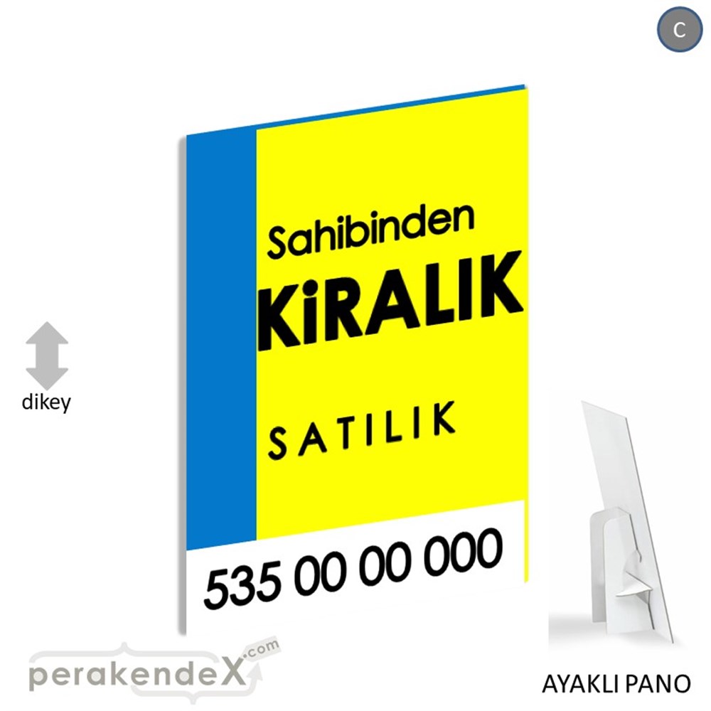 Sahibinden Kiralık & Satılık Yazısı 006 KARTON AYAKLI POSTER,  PANO -dikdörtgen,tek yön baskıkarton ayaklı poster,  pano