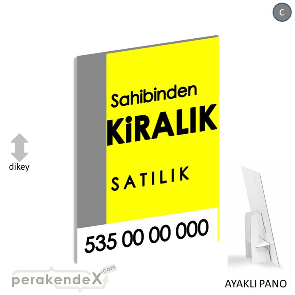 Sahibinden Kiralık & Satılık Yazısı 006 KARTON AYAKLI POSTER,  PANO -dikdörtgen,tek yön baskıkarton ayaklı poster,  pano
