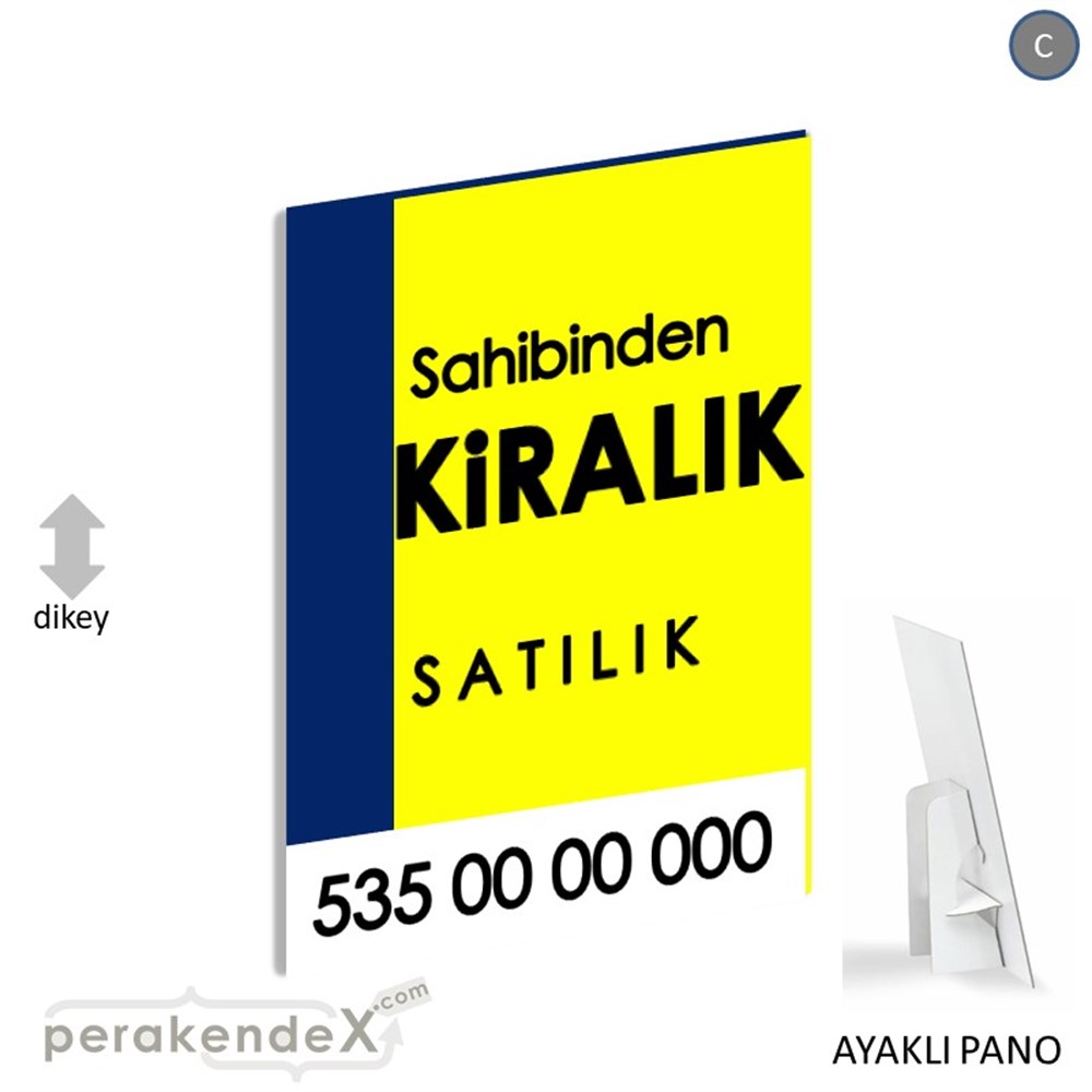 Sahibinden Kiralık & Satılık Yazısı 006 KARTON AYAKLI POSTER,  PANO -dikdörtgen,tek yön baskıkarton ayaklı poster,  pano