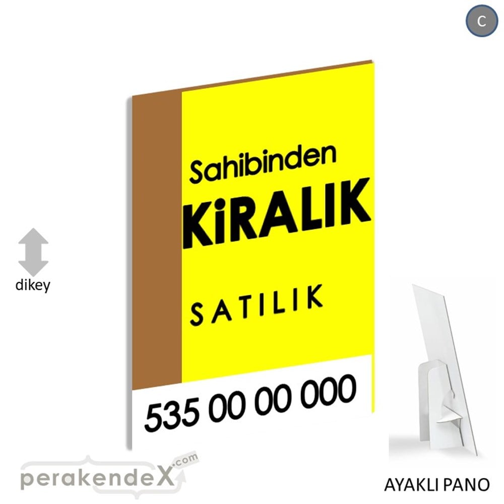 Sahibinden Kiralık & Satılık Yazısı 006 KARTON AYAKLI POSTER,  PANO -dikdörtgen,tek yön baskıkarton ayaklı poster,  pano