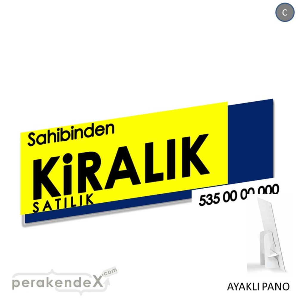 Sahibinden Kiralık & Satılık Yazısı 006 KARTON AYAKLI POSTER,  PANO (BANNER) -dikdörtgen,tek yön baskıkarton ayaklı poster,  pano