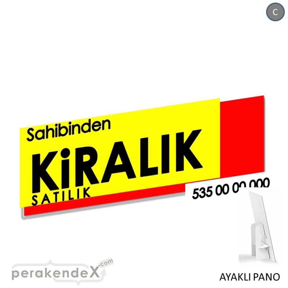 Sahibinden Kiralık & Satılık Yazısı 006 KARTON AYAKLI POSTER,  PANO (BANNER) -dikdörtgen,tek yön baskıkarton ayaklı poster,  pano