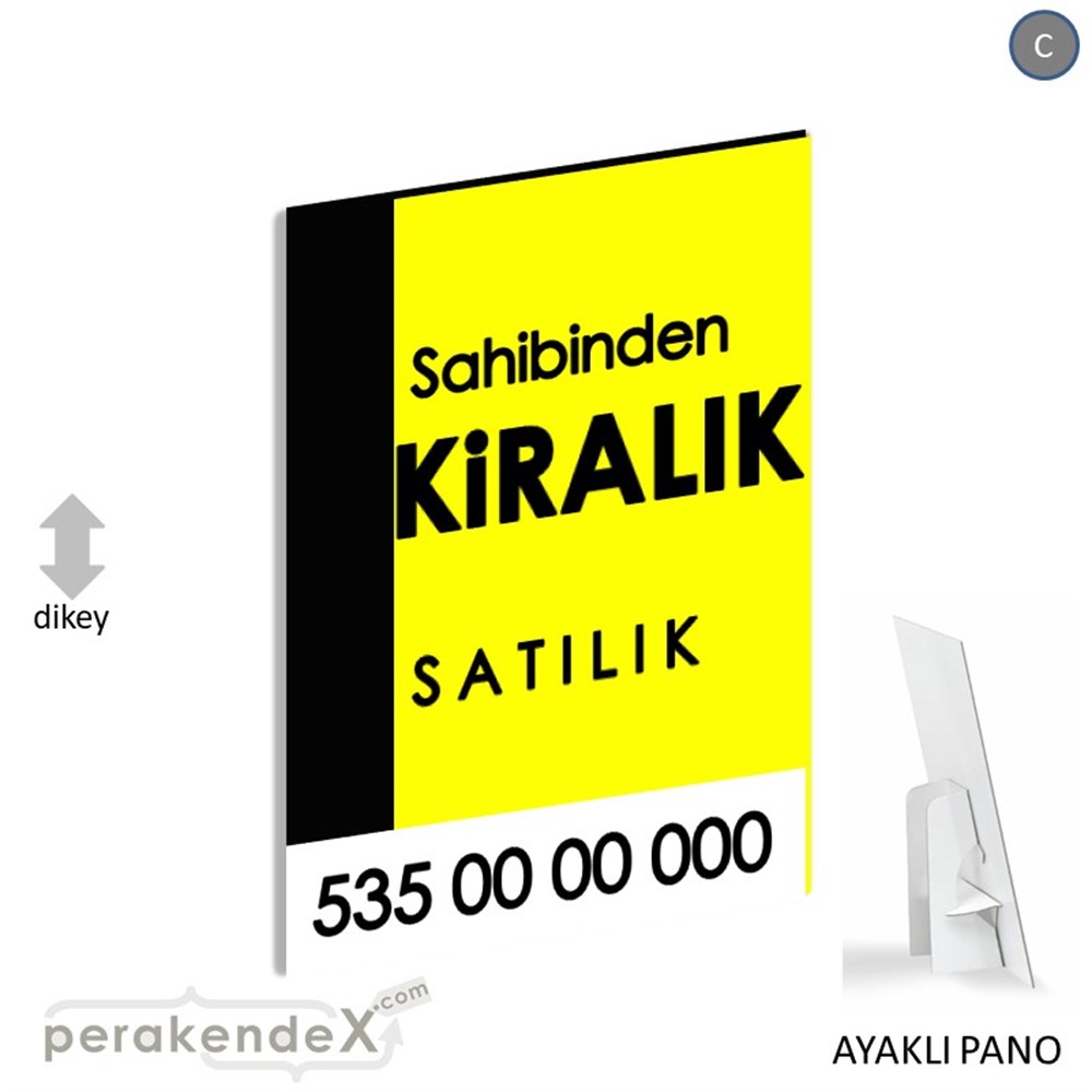 Sahibinden Kiralık & Satılık Yazısı 006 KARTON AYAKLI POSTER,  PANO -dikdörtgen,tek yön baskıkarton ayaklı poster,  pano