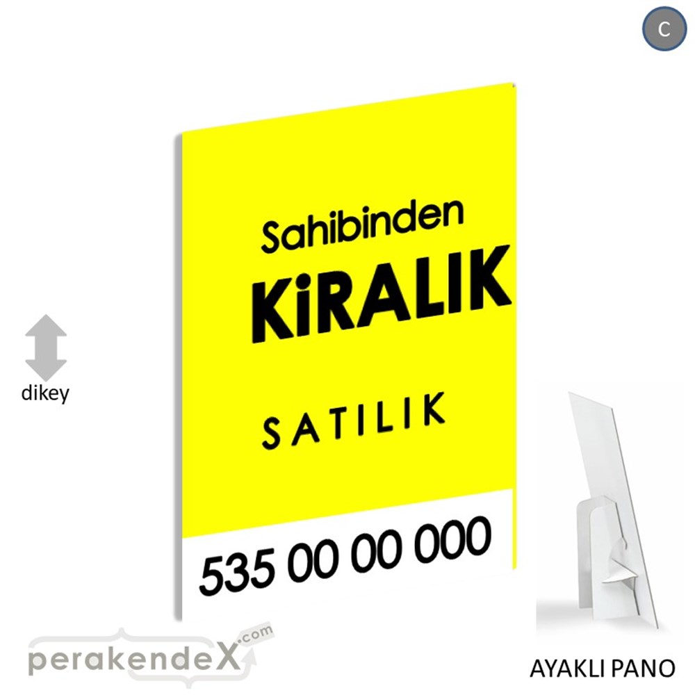 Sahibinden Kiralık & Satılık Yazısı 006 KARTON AYAKLI POSTER,  PANO -dikdörtgen,tek yön baskıkarton ayaklı poster,  pano