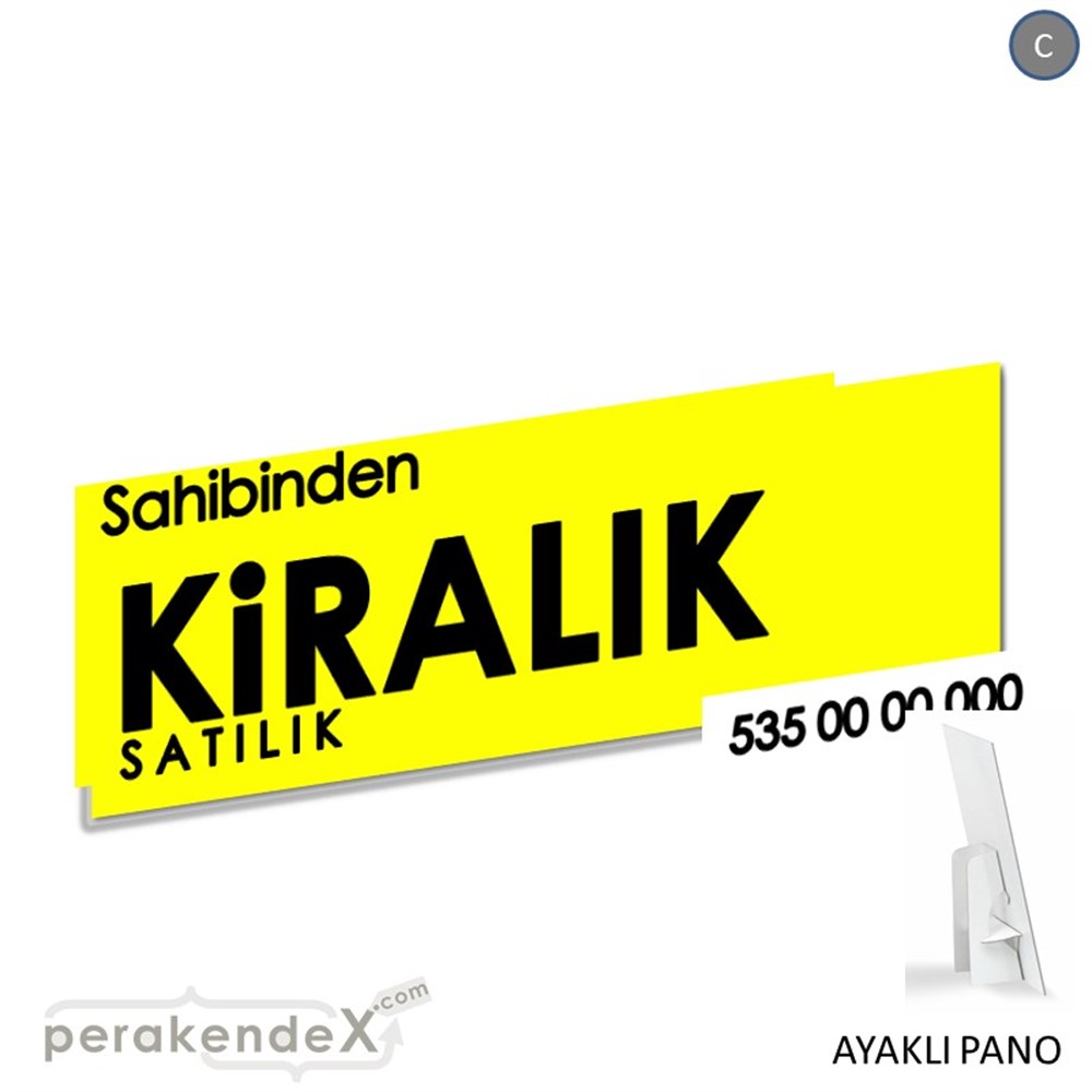 Sahibinden Kiralık & Satılık Yazısı 006 KARTON AYAKLI POSTER,  PANO (BANNER) -dikdörtgen,tek yön baskıkarton ayaklı poster,  pano