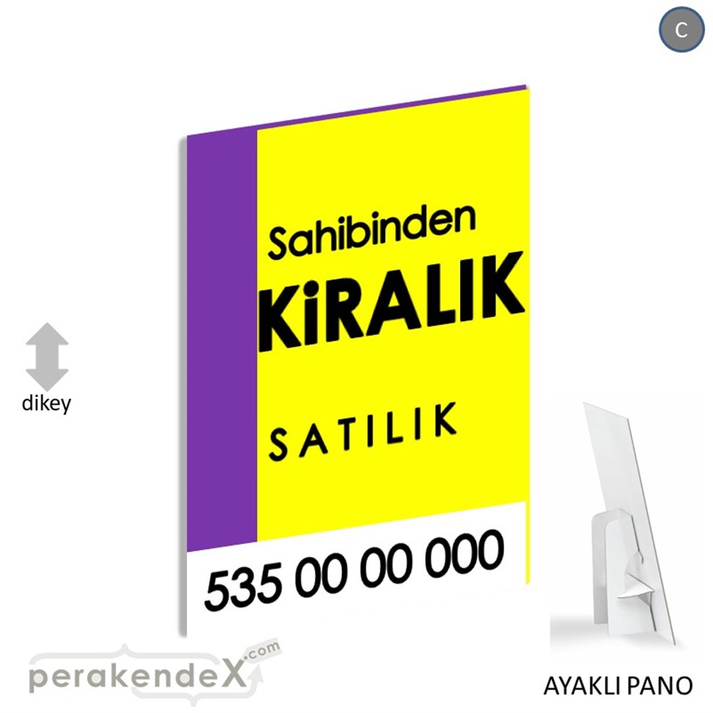Sahibinden Kiralık & Satılık Yazısı 006 KARTON AYAKLI POSTER,  PANO -dikdörtgen,tek yön baskıkarton ayaklı poster,  pano