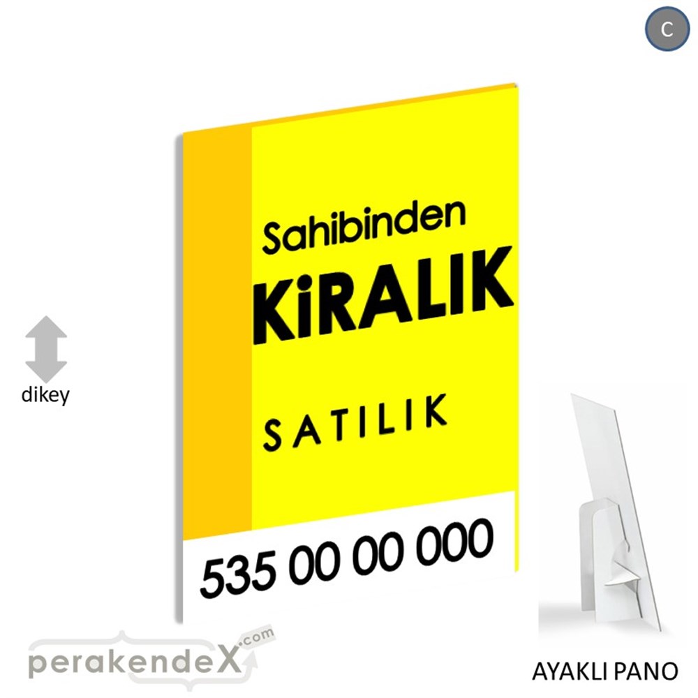 Sahibinden Kiralık & Satılık Yazısı 006 KARTON AYAKLI POSTER,  PANO -dikdörtgen,tek yön baskıkarton ayaklı poster,  pano