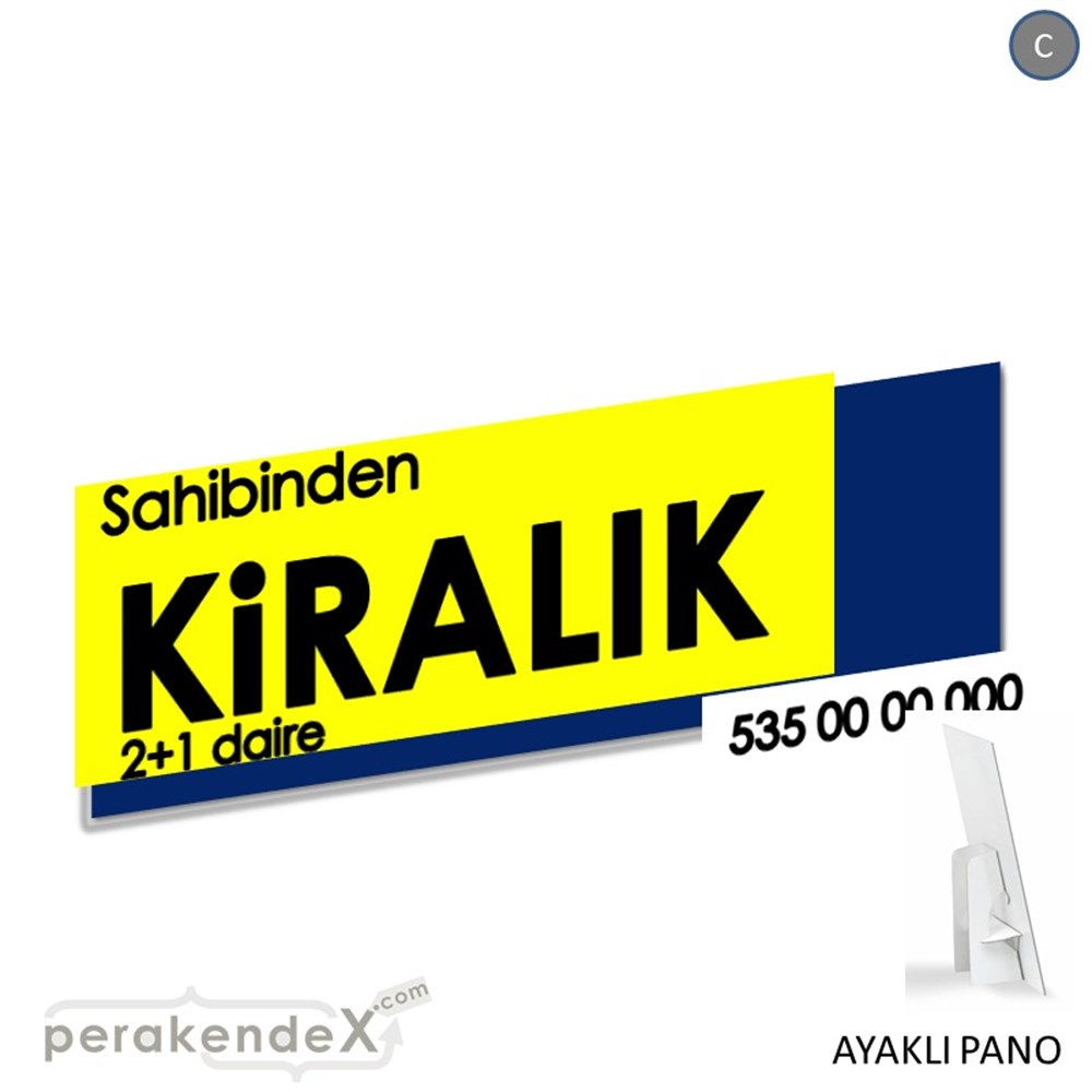 Sahibinden Kiralık Yazısı 006 KARTON AYAKLI POSTER,  PANO (BANNER) -dikdörtgen,tek yön baskıkarton ayaklı poster,  pano