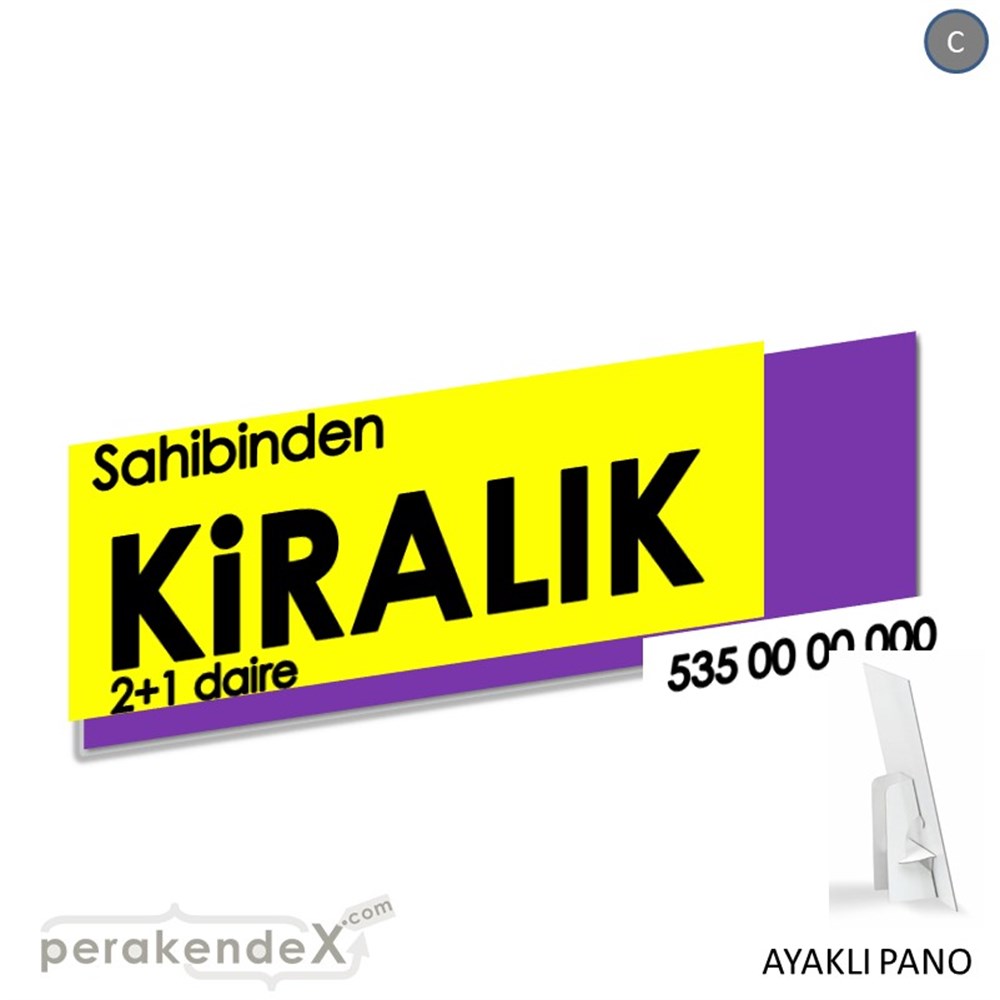 Sahibinden Kiralık Yazısı 006 KARTON AYAKLI POSTER,  PANO (BANNER) -dikdörtgen,tek yön baskıkarton ayaklı poster,  pano