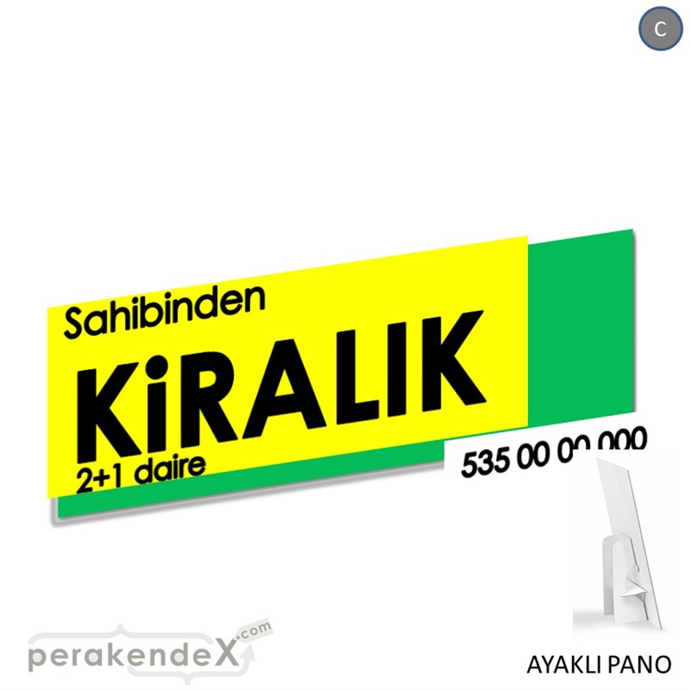 Sahibinden Kiralık Yazısı 006 KARTON AYAKLI POSTER,  PANO (BANNER) -dikdörtgen,tek yön baskıkarton ayaklı poster,  pano