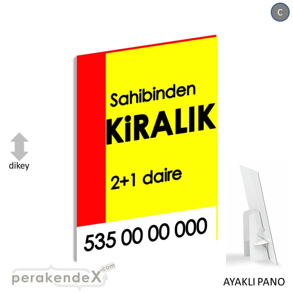 Sahibinden Kiralık Yazısı 006 KARTON AYAKLI POSTER,  PANO -dikdörtgen,tek yön baskıkarton ayaklı poster,  pano