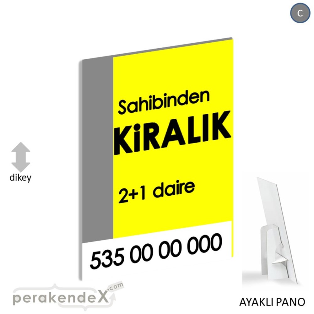 Sahibinden Kiralık Yazısı 006 KARTON AYAKLI POSTER,  PANO -dikdörtgen,tek yön baskıkarton ayaklı poster,  pano