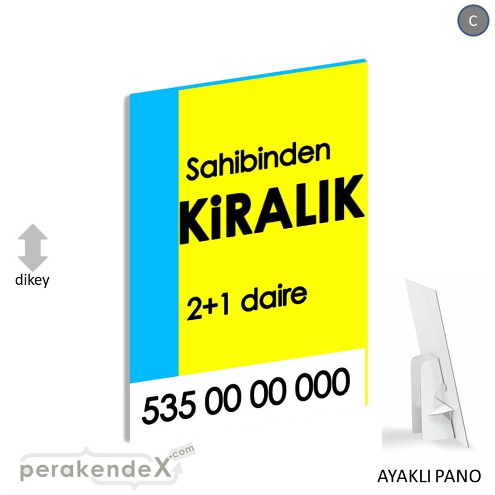 Sahibinden Kiralık Yazısı 006 KARTON AYAKLI POSTER,  PANO -dikdörtgen,tek yön baskıkarton ayaklı poster,  pano